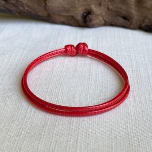 Red 2mm Durable Polyester Adjustable Cord Bracelet or Anklet Unisex