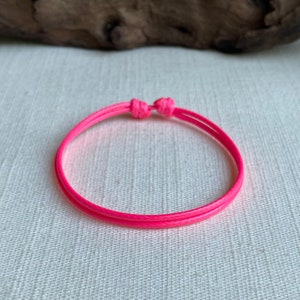 Neon Pink 1.5mm  Adjustable Cord Bracelet or Anklet Unisex