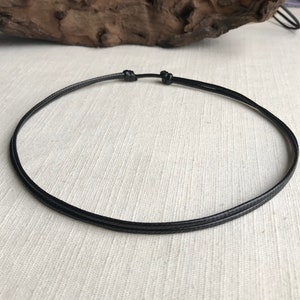 Black 2mm  Waxed Cord Necklace Unisex Adjustable Pick Size