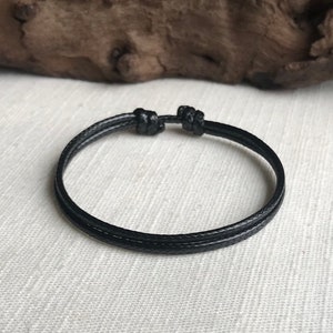 Black 2mm  Adjustable Cord Bracelet or Anklet Unisex