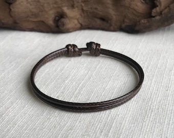 Dark Brown 2mm  Adjustable Cord Bracelet or Anklet Unisex