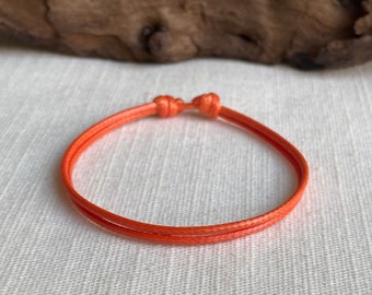 Orange 1.5mm Waterproof Adjustable Cord Bracelet or Anklet Unisex