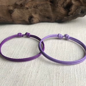 Purple & Light Purple 1.5mm  Adjustable Cord Bracelet or Anklet Set Unisex