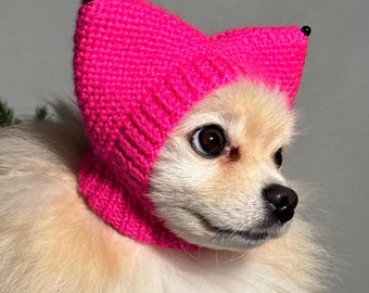 Knitted milking dog hat, ears warm, pet clothing, milking dog hat toy terrier, yorkshire terrier, spitz, chihuahua.