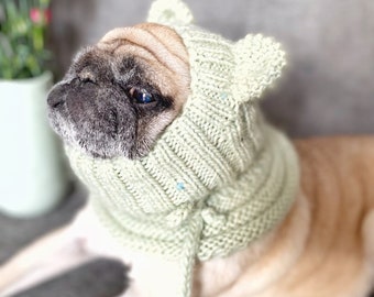 Hat for pug, dog clothes, hat for dogs, costume for pug, ears for dogs, ear protection, clothes for pug, headwear for dogs