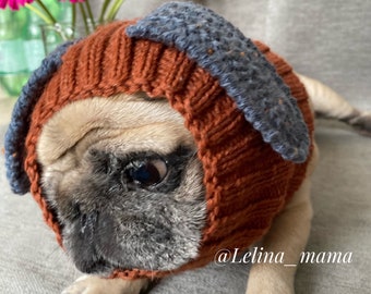 Hat for pug, dog clothes, hat for dogs, costume for pug, ears for dogs, ear protection, clothes for pug, headwear for dogs