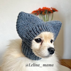 Knitted milking dog hat, ears warm, pet clothing, milking dog hat toy terrier, yorkshire terrier, spitz, chihuahua.
