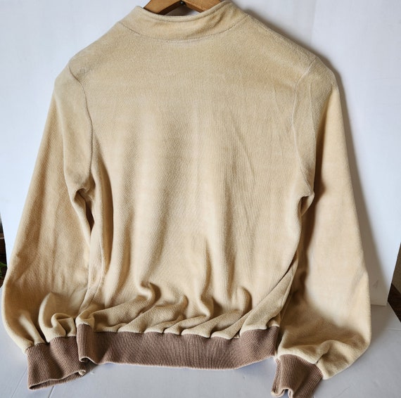 Vintage Brown Henley Sweater, Velour Style Vintag… - image 3