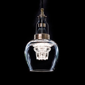 Pendant light from handblown faceted glass and crystal shapes #42