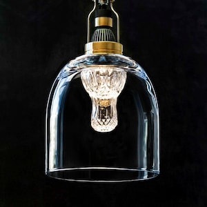 Pendant light from layered glass and crystal shapes #30
