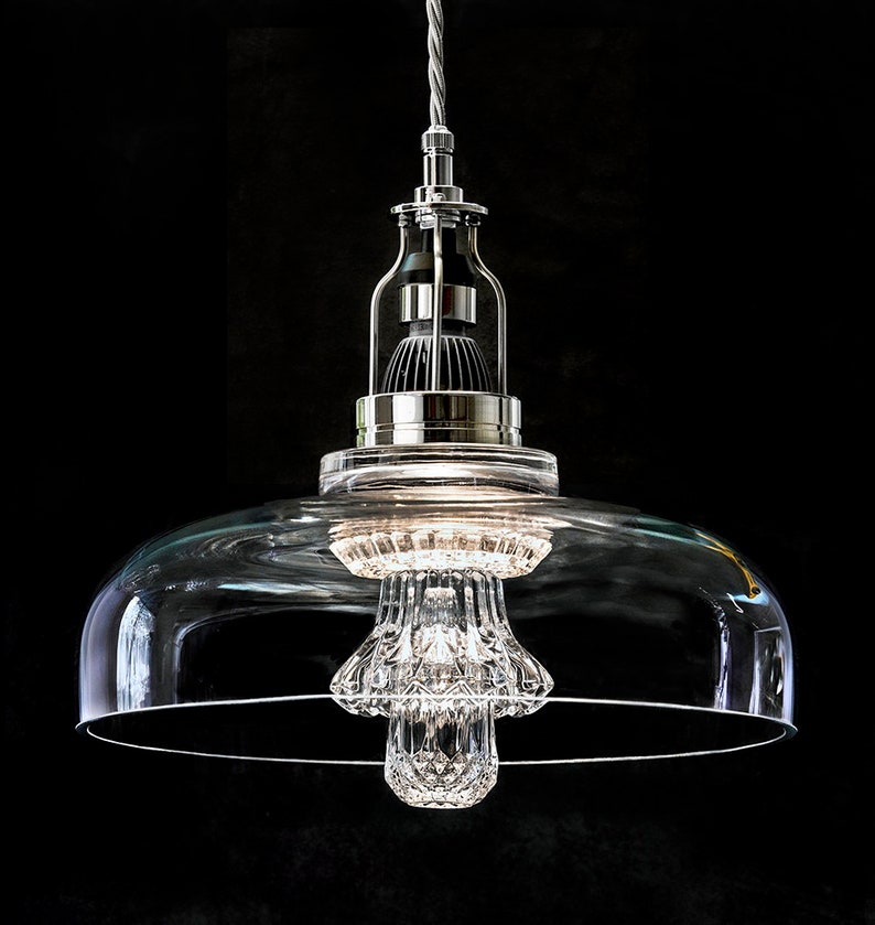 Pendant Light From Layered Glass and Crystal Shapes #40 - Etsy
