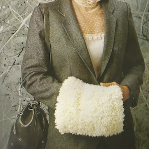 Lady&#39;s Fuzzy Hat and Muff Knitting PDF pattern