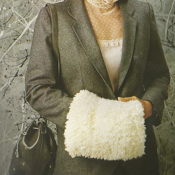 Lady's Fuzzy Hat and Muff Knitting PDF pattern