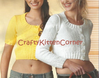 Ladies Cropped Cardigan Long and Short Sleeved DK Knitting PDF Pattern