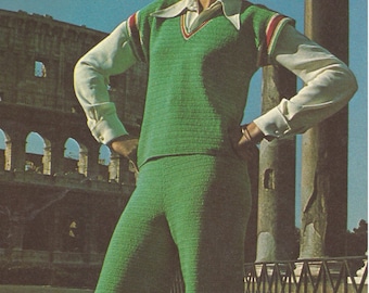 Vintage Palazzo Pant Suit With Matching Cap Crochet PDF Pattern