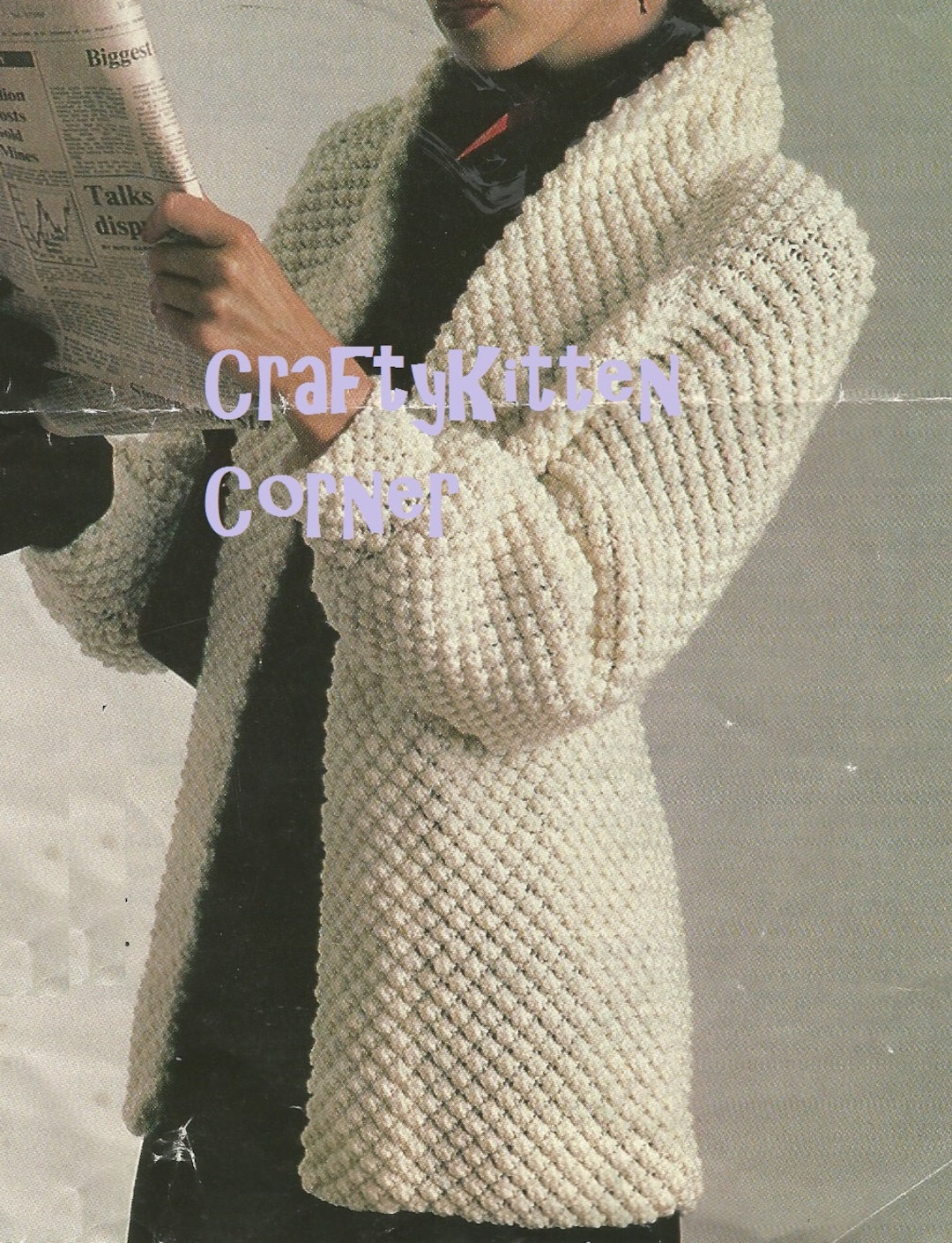 Ladies Blackberry Stitch Shawl Collar Jacket PDF Knitting Pattern Etsy
