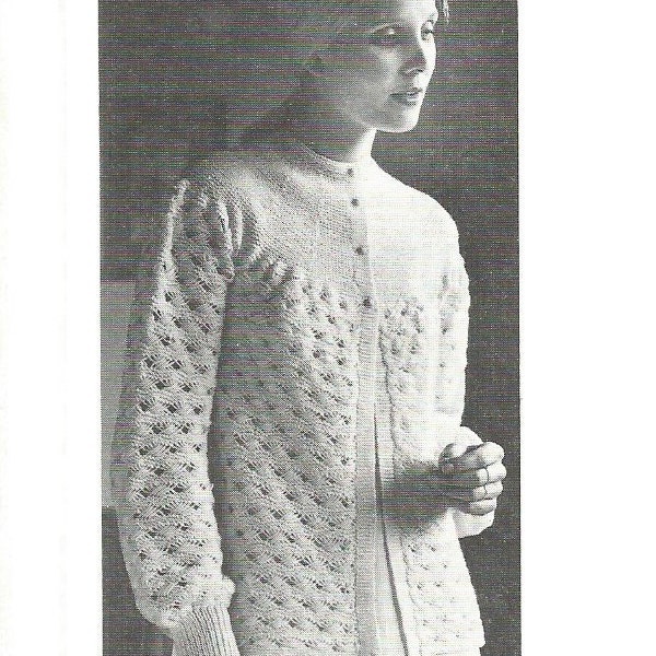 Vintage Light Knitted Bed Jacket / Cardigan Knitting PDF Pattern