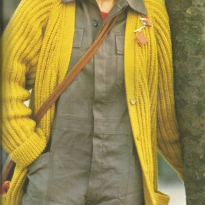 Vintage Ladies Long Cardigan With Pocket Knitting PDF Pattern