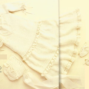 Vintage Christening Set, Christening Dress/Gown, Bonnet, Bootees and Shawl Knitting PDF Pattern