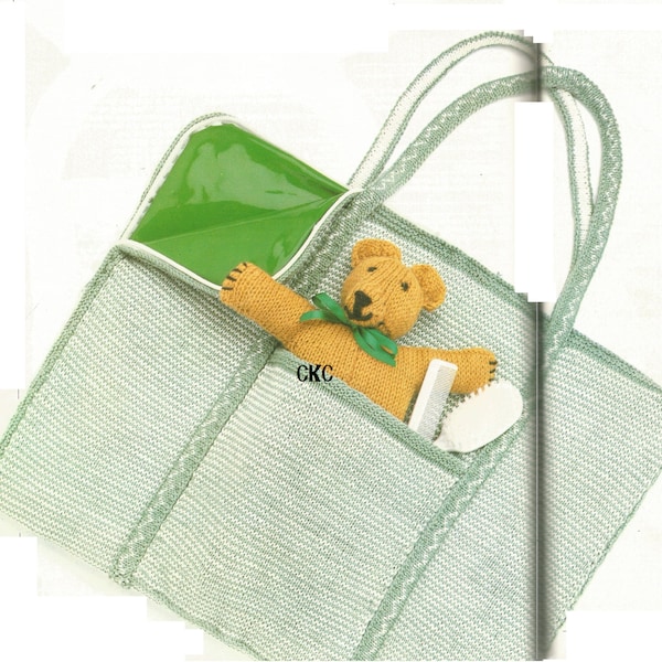 Vintage Baby Changing Bag and Travel Changing Mat, Diaper Bag Knitting PDF Pattern