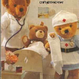 Vintage Teddy / Doll  Doctor and Nurse Outfit Knitting PDF Pattern
