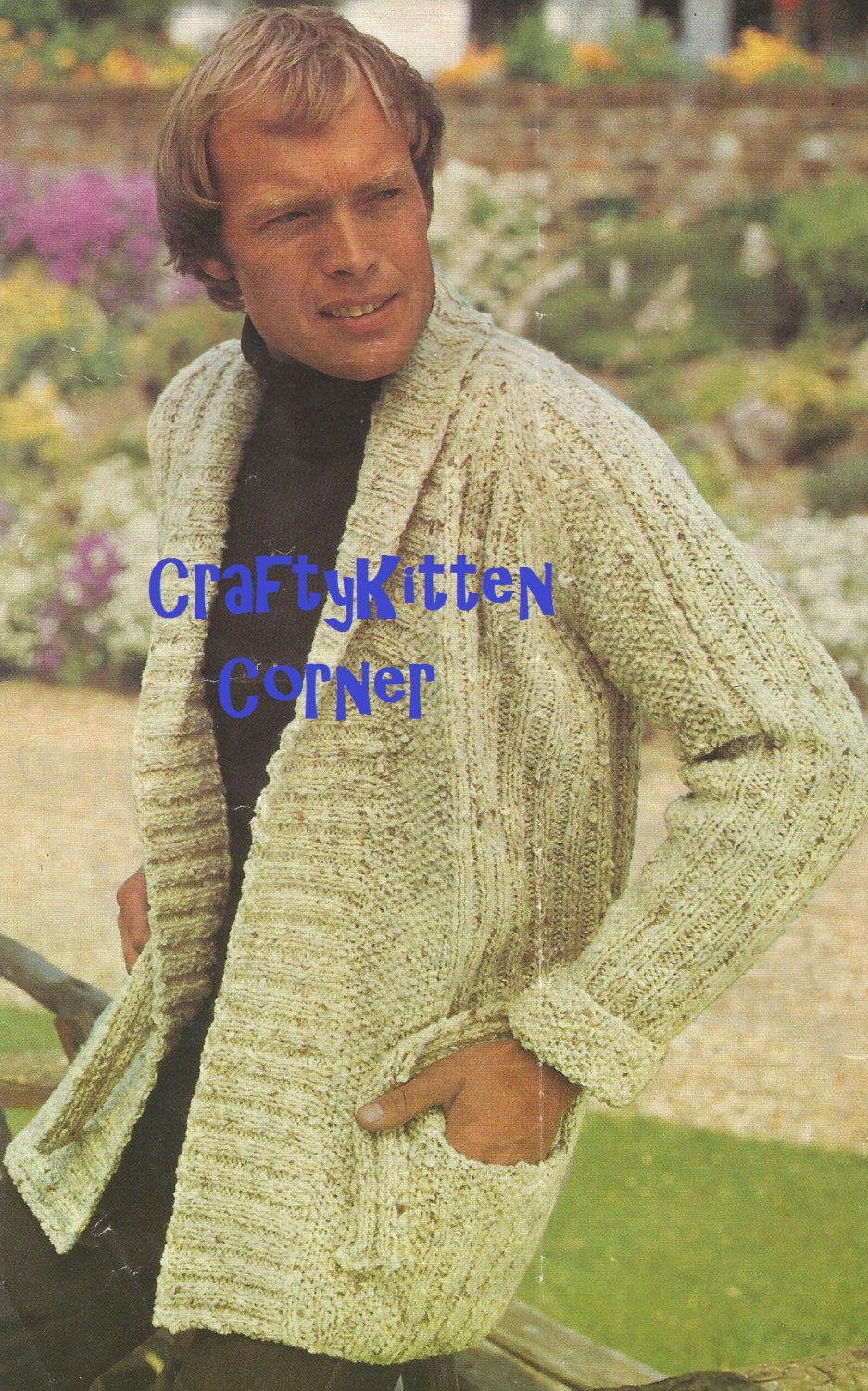 Mens Shawl Collared Long Jacket and Matching Hat PDF Knitting - Etsy ...