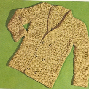 Vintage Mens Double Breasted Smoking Jacket Crochet PDF Pattern