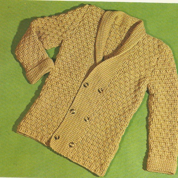 Vintage Mens Double Breasted Smoking Jacket Crochet PDF Pattern