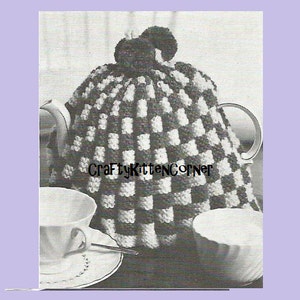 Vintage Pleated Check Tea Cosy Knitting PDF Pattern