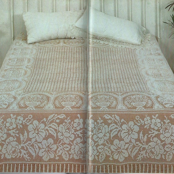 Vintage Double Bedspread in Filet Crochet PDF Pattern