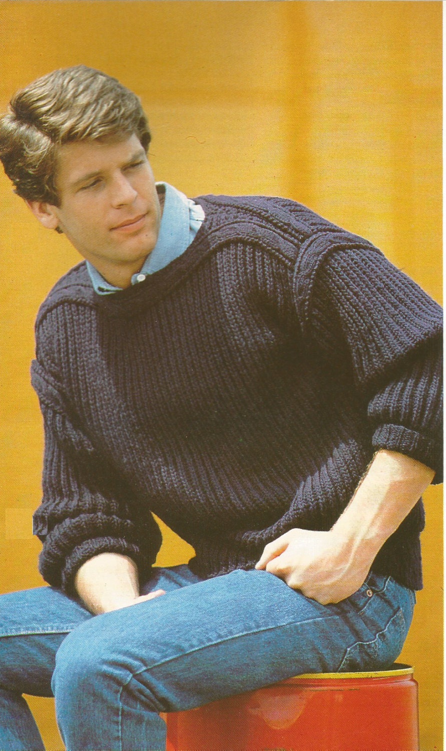 Vintage Mens Marine Army Ribbed Sweater 