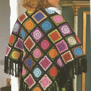 Easy Vintage Crochet Squares Shawl PDF Pattern