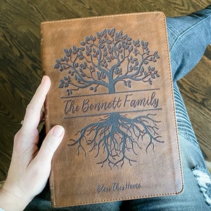PERSONALIZED NKJV Wide Margin Bible - Family Tree Design - Add Your Name and Established Date