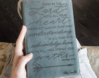 PERSONALIZED ESV Gray Student Study Bible - Hand Lettered Proverbs 3:5-6 - Add a Name to Lower Right Corner - CUSTOM