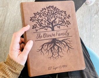 PERSONALIZED KJV Wide Margin Large Print Bible - Family Tree Design - Add Your Family Name and Established Date