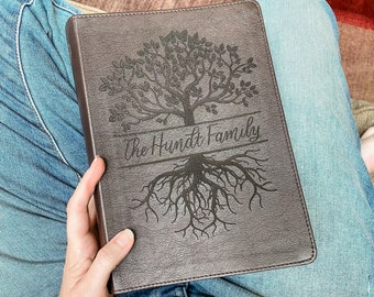 PERSONALIZED Family Tree Journaling Bible - ESV | Large Print | Brown Cover | Wedding Guestbook Idea