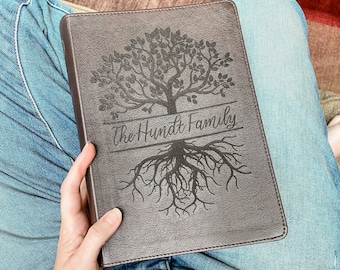 PERSONALIZED Family Tree Journaling Bible - ESV | Large Print | Brown Cover | Wedding Guestbook Idea