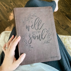 PERSONALIZED ESV Journaling Bible - It is Well With My Soul in Wreath - Large Print - Add Your Name - CUSTOM