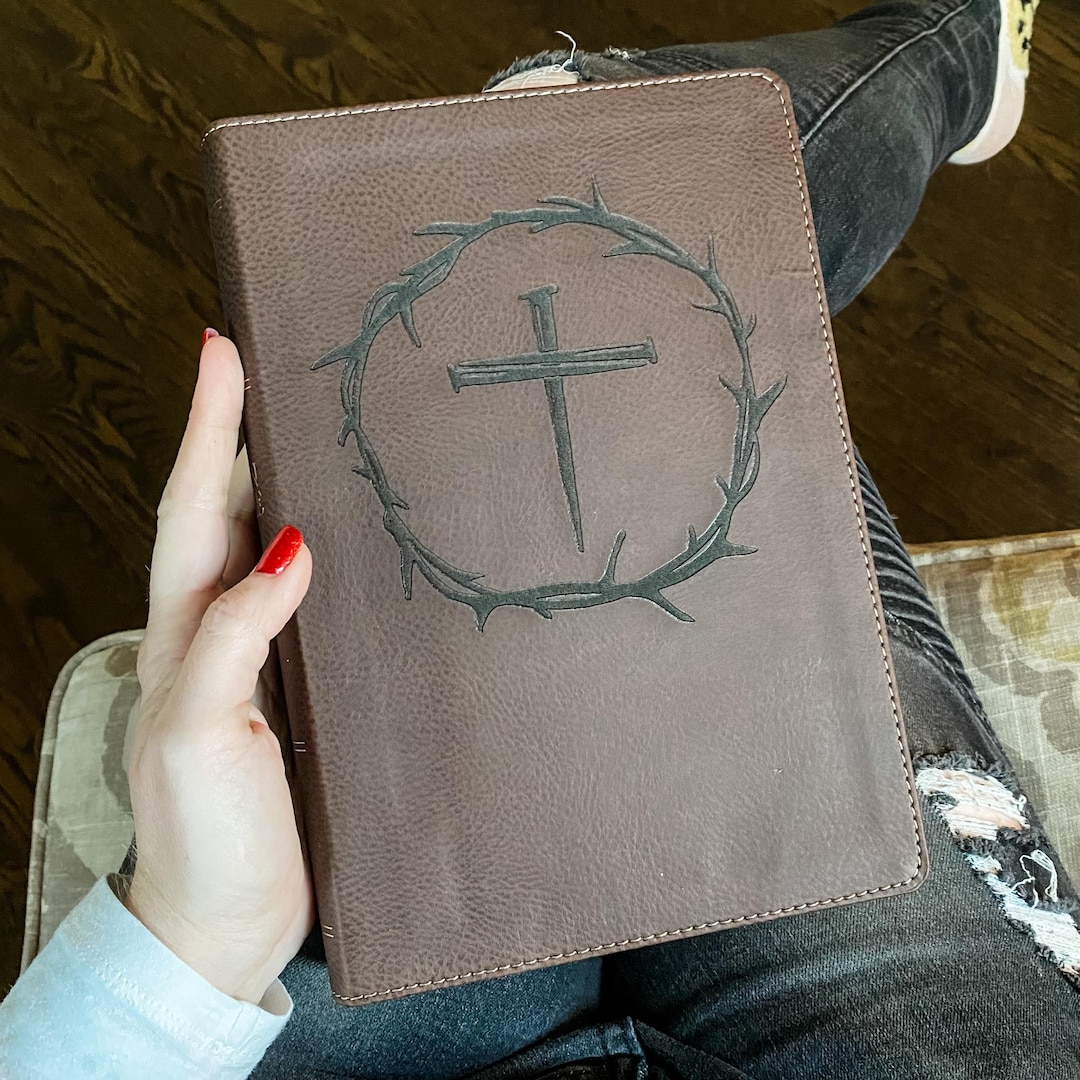 PERSONALIZED NKJV Wide Margin Bible - Crown of Thorns and Nail Cross ...