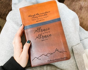 PERSONALIZED NIV Study Bible - Features Mountains and Two Verses - Red Letter - Add Your Name - CUSTOM