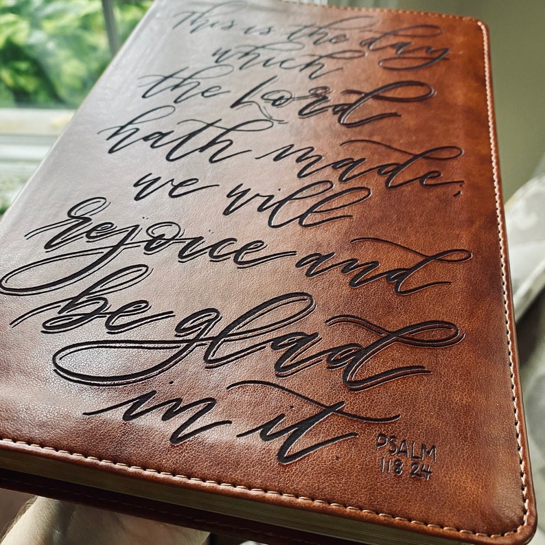 CUSTOM Engraved KJV Bible//Light Brown//Personalized Etsy