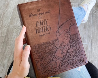 PERSONALIZED ESV Wide Margin Bible - He Drew Me Out of Many Waters - Add a Name to the Bracelet