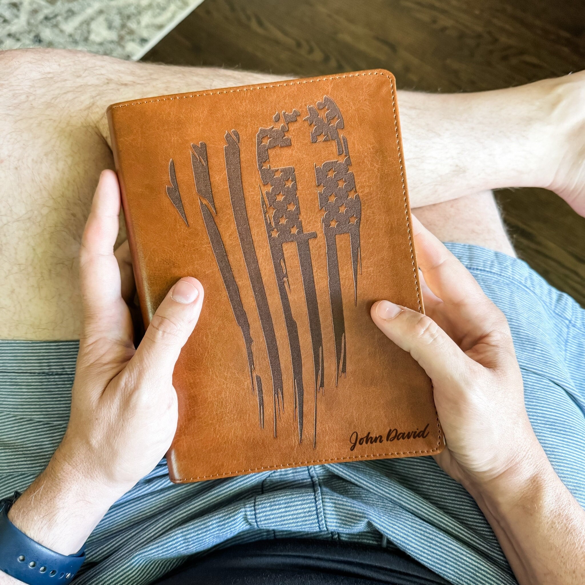 PERSONALIZED CSB He Read Truth Bible - American Flag and Cross - Add a Name to Lower Right Corner - CUSTOM