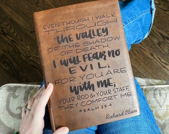 PERSONALIZED NASB 2020 Wide Margin Bible - Psalm 23:4 - The Valley of the Shadow of Death - Add a Name to Lower Right Corner - CUSTOM