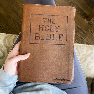 PERSONALIZED NLT Filament Bible - Holy Bible in Square Wreath - Add a Name to Lower Right Corner - CUSTOM