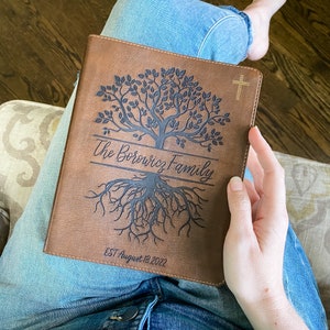 PERSONALIZED NIV Journaling Bible - Family Tree Design - Add Your Name and Established Date - Wedding Guestbook Idea