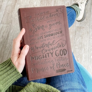 PERSONALIZED NKJV Wide Margin Bible - Wonderful Counselor, Mighty God, Everlasting Father, Prince of Peace - Add Your Name - CUSTOM