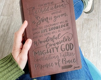 PERSONALIZED NKJV Open Bible - Wonderful Counselor, Mighty God, Everlasting Father, Prince of Peace - Add Your Name and Established Date