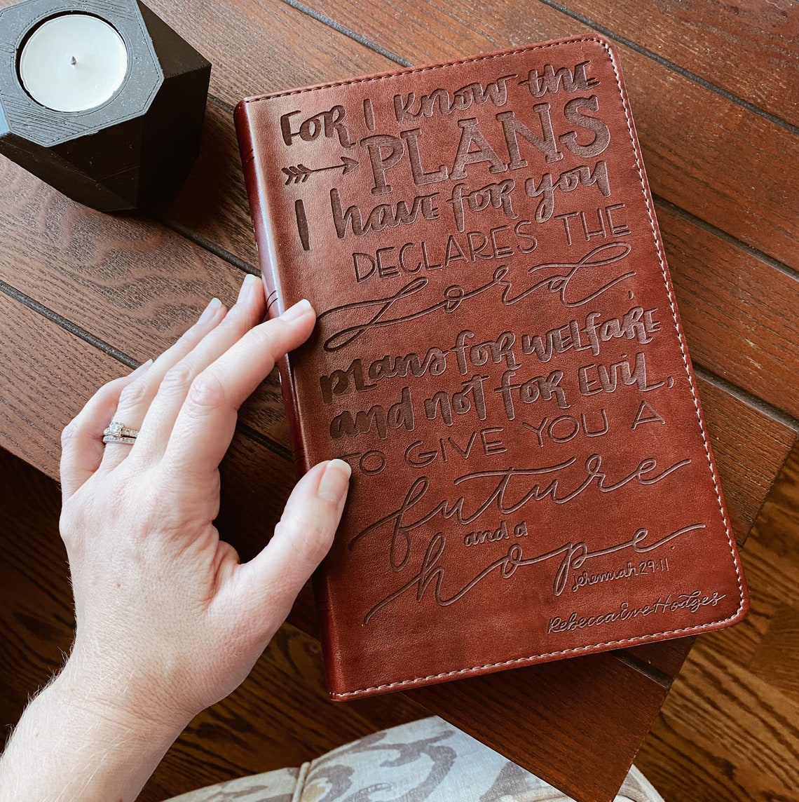 Custom esv large print bible red letter brown cover hand etsy