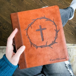 PERSONALIZED ESV Journaling Study Bible - Crown of Thorns and Cross - Add a Name to Lower Right Corner